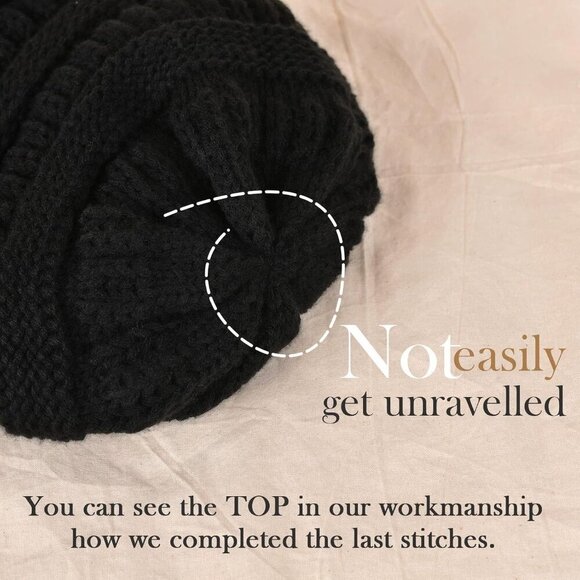 Women\'s Knitted Beanie Black Cozy Skull Ski Hats Cap Winter Warm Slouchy Design main image 6